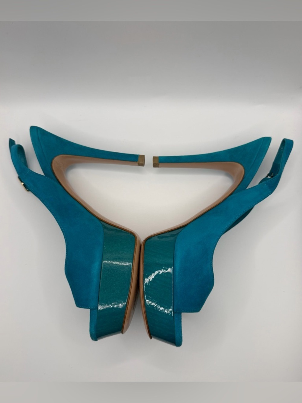 Gianvito Rossi | Teal Suede Platform Slingback | 37 - Picture 8 of 13